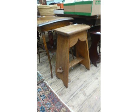 High oak stool fitted lower shelf