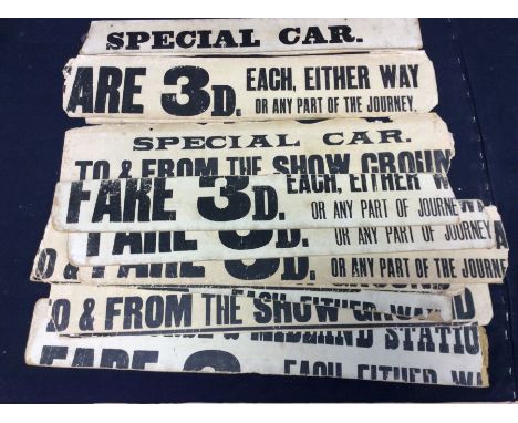 A collection of vintage bus and carriage information cards for travel and areas