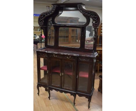 Late 19th Century, early 20th Century mahogany side board, along with with late 19th Century mirror back display cupboard wit