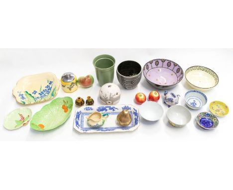 A collection of early to late 20th Century tea wares including 1930's Gray Pottery tea set, Doulton bowls, Carlton Ware dishe