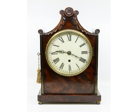 A late 19th Century rose mahogany 8 day mantle clock, with Roman numerals