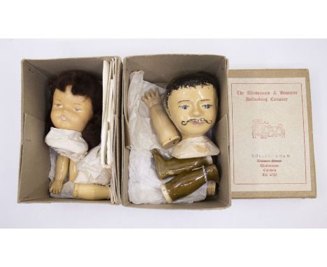 1950's unmade ceramic doll making kits x2.female and male dolls, both in original packaging.