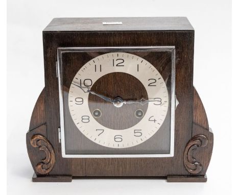 Mantle clock in the Art Deco style FHS movement, two train movement, chiming on a gong