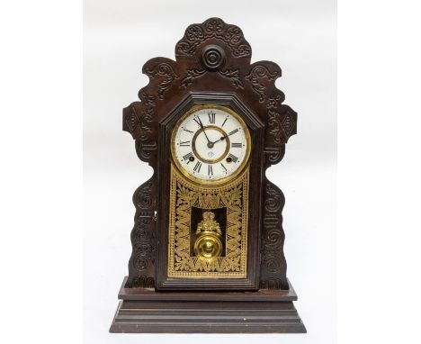 An early 20th Century American mantle cookie clock, 8 day