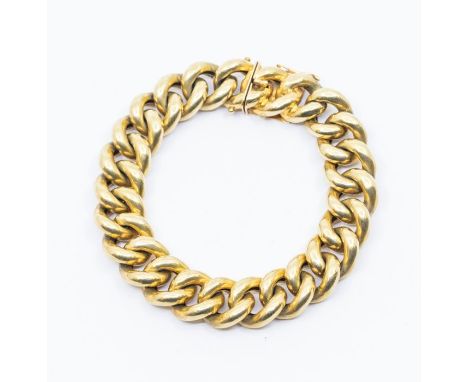 A vintage 9ct gold hollow curb link bracelet, width approx 13mm, box clasp, length approx 20cm, marked 9ct, weight approx 30.