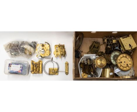A box of 12 mantle clock parts and other movements AF