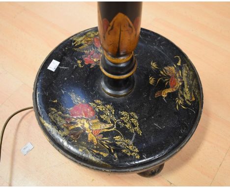 A laquered early 20th Century lamp base with a later period shade