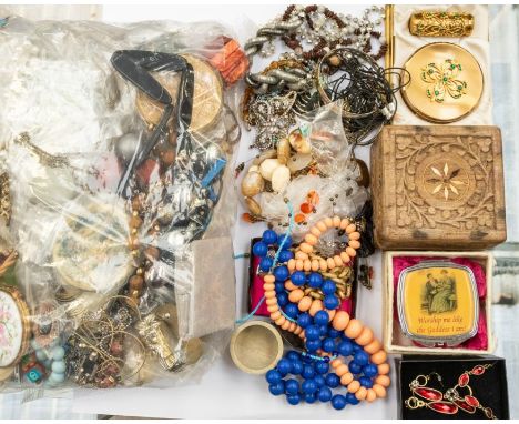 A collection of costume jewellery comprising vintage and contemporary jewellery including vintage brooches some paste set, gl