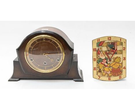 Two clocks - one mantle clock and one mid 20th Century 'Noddy' wall clock, AF