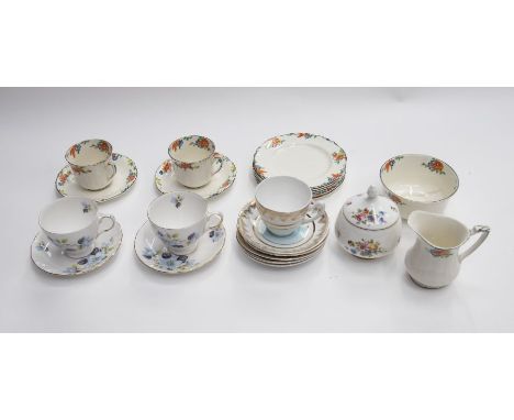 A collection of mid 20th Century china tea wares including Spode, Byron plate, with others, Gainsborough tea set, Imperial an