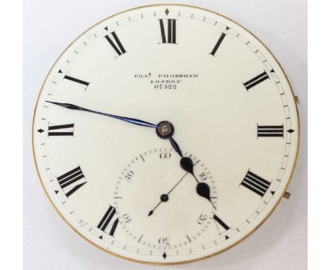 A Charles Frodsham pocket watch movement, with white enamel dial, numbered 07522.