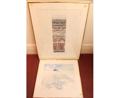 Phil Greenwood, 'Snow light,' signed in pencil, Artist's Proof, colour lithograph, 43x48cm, together with Brenda Hartie, 'Tra