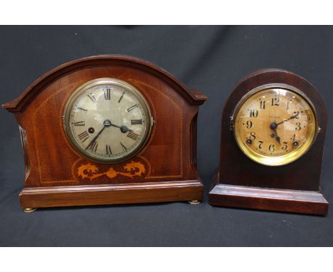 An Edwardian mantel clock together with a 1920's mantel clock.