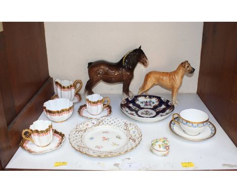 SECTION 1 - Various assorted ceramics including, a Royal Doulton floral and gilt cup and saucer, a 18th C Worcester dish and 