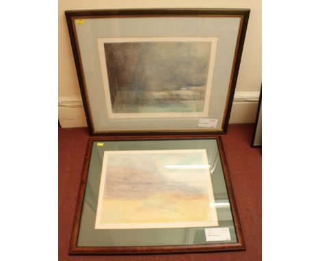 Donald Wilkinson (b1937-), 'Landscape October Morning 86/90' and 'Storm over the Sea, 54/90 signed in pencil, limited edition