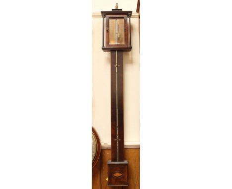 A 19th century mercury stick barometer, rectangular brass scale inscribed Jam's Blunt, London, mahogany case with pagoda top,