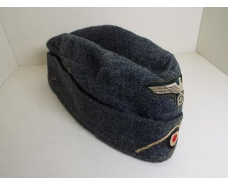 World War Two (WW2) - German WH Army enlisted man M34 Heer field cap with Soutasche and patch badges - NOTE: Please read 'Imp