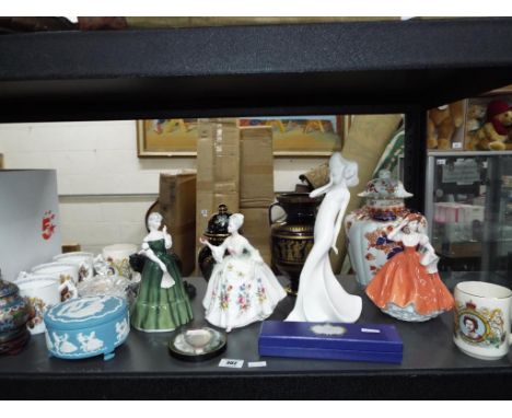 A good mixed lot of ceramics to include a Royal Doulton lady figurine entitled Images from the Carefree Sculptures Collection