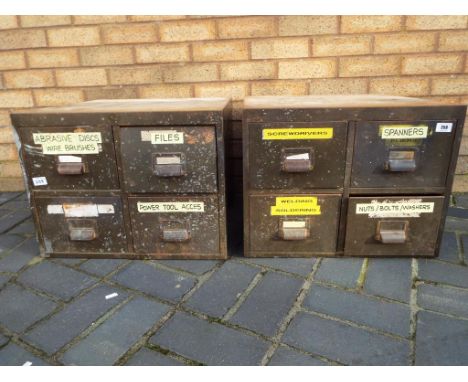 A matching set of metal tool drawers, one containing a quantity of spanners, 49 cm (h) x 51 cm x 51 cm (2). Estimate £20 - £4