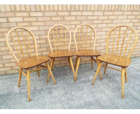 Four Ercol blonde wood stick back dining chairs Est £50 - £80