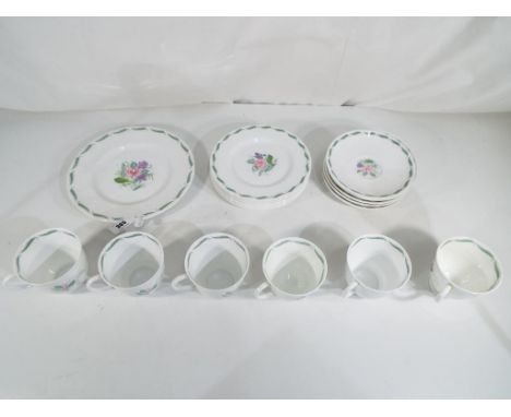 Susie Cooper - nineteen pieces of Susie Cooper Fragrance pattern tableware C485 comprising six cups, six saucers, six plates 