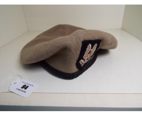 World War Two (WW2) - a British SAS beret with cloth patch to the fore, marked within ' J Compton Sons & Webb Ltd, Great Brit