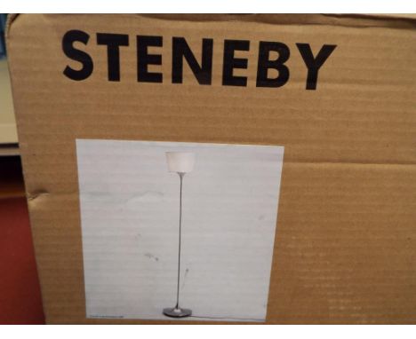 Steneby - A modern floor standing lamp, chrome stand with white shade, sealed in original box  (unused retail stock) Est £20 