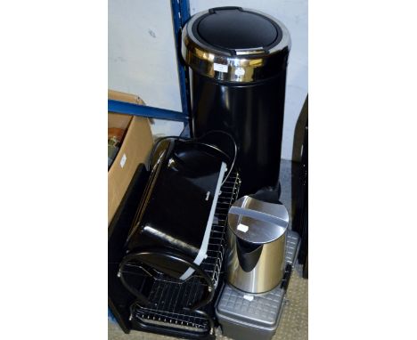 BIN, TOASTER, KETTLE, TOOL BOX WITH TOOLS, CHOPPING BOARD & DISH RACK     