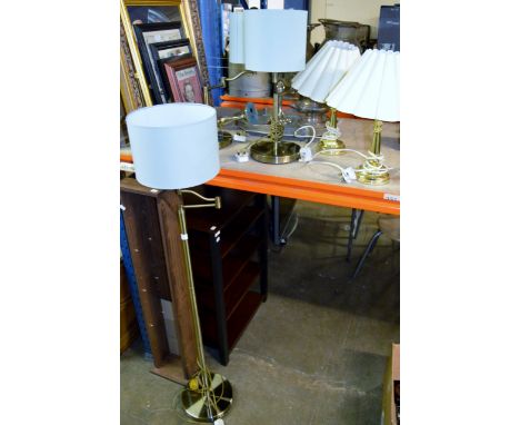 STANDARD LAMP WITH PAIR OF MATCHING TABLE LAMPS & 1 OTHER PAIR OF TABLE LAMPS     