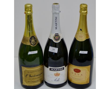 3 MAGNUM BOTTLES SPARKLING WINE - MARTINI ASTI, CHARLEMAGNE, CAVA     