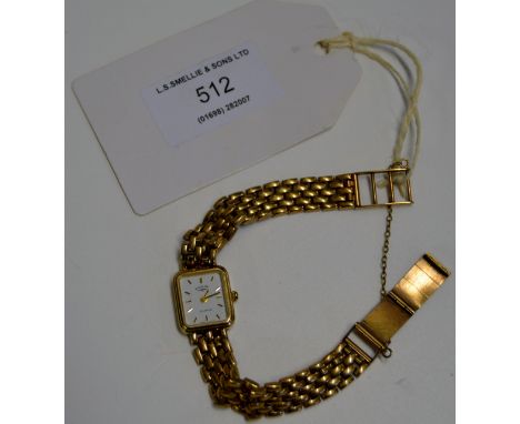 ROTARY 9 CARAT GOLD CASED LADIES WRIST WATCH ON 9 CARAT GOLD BRACELET - 24g     