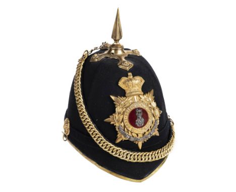 *Loyal North Lancashire Regiment. Victorian Officer's Home Service blue cloth helmet (1881-1901),  with gilt brass helmet pla