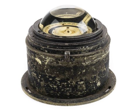 *Compass &amp; Binnacle. WWII German Kriegsmarine ships compass, by G Plath Hamburg,  serial no. 3525, with Kriegsmarine eagl