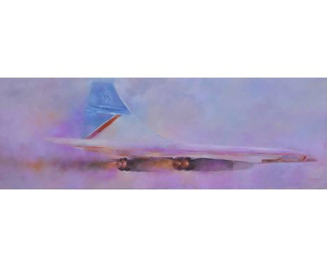 *Aynscomb-Harris (Martin John, 1937-2016). Concorde,  large scale oil on board, showing Concorde in flight with afterburner's