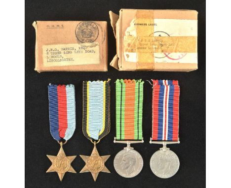 *WWII. Group of four attributed to Sergeant J. Harris, Royal Air Force  1939-1945 Star, Air Crew Europe Star, War and Defence