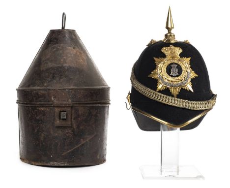 *The Yorkshire Regiment. Victorian Officer's Home Service blue cloth helmet (1881-1901),  with gilt brass helmet plate with t