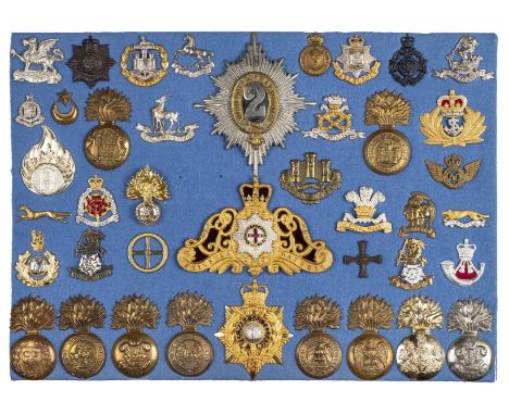 *British Badges. Mixed collection of regimental badges,  including The Life Guards Officer's cartouche badge, Elizabeth II pe