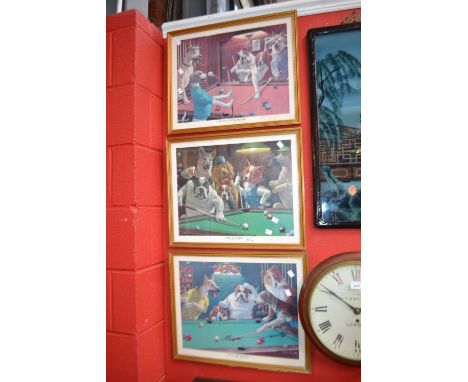 Arthur Sarnoff, after,
The Hustler,
print, framed, 40cm x 50cm;
another, The Scratching Beagle;
another, Jack the Ripper (3) 