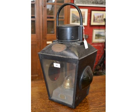 A Nicholson and West Ltd ship lantern, 14 Northgate, Halifax, Trade Tooldom mark
