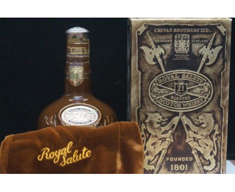 Chivas regal royal salute, 21 year old blended scotch whiskey in cloth, bag &amp; carton. 70cl 40%vol (Brown flagon)