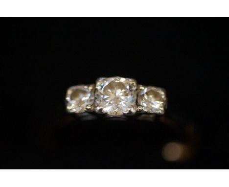 18 ct gold 3 stone diamond ring size- M