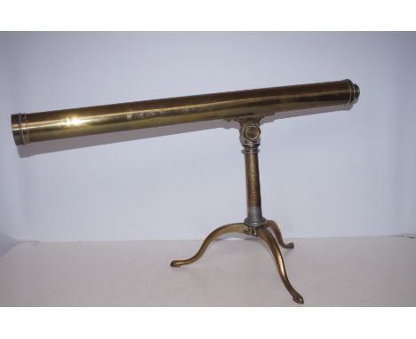 Smith Royal exchange London, brass telescope on tripod feet c1830. Height 74 cm 