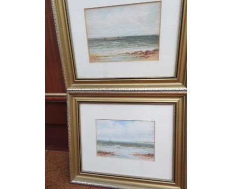 Pair of early 20th seascape watercolours signed by Bolton artist Sydney P Winder. 28 x 34 cm with frame 