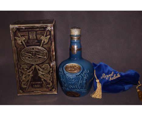 Chivas regal royal salute, 21 year old blended scotch whiskey in cloth, bag &amp; carton. 70cl 40%vol(Blue flagon)