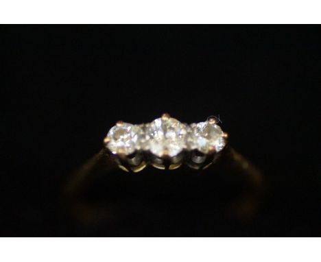 18 ct gold ring set with 3 diamonds size- M