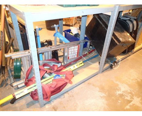 Metal storage box with suitcases containing mixed hand tools etc 