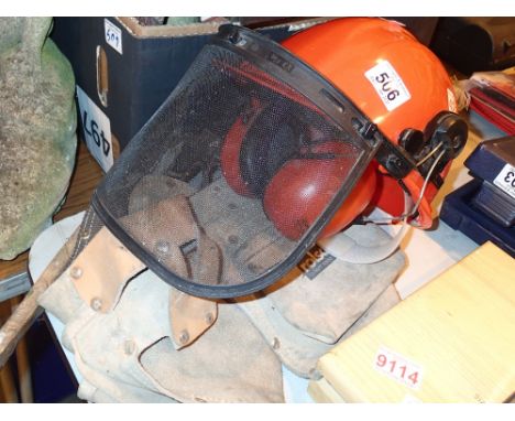 Ronson tool belt, helmet, face guard and ear muffs 