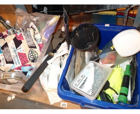Two boxes of hand tools and fittings including a hand sprayer 