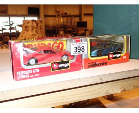 2x Burago 1/43 Scale Cars Including Ferrari GTO 1984 Boxed 