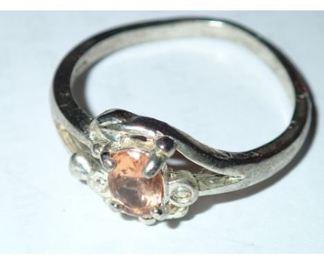 925 silver amber stone set ring 